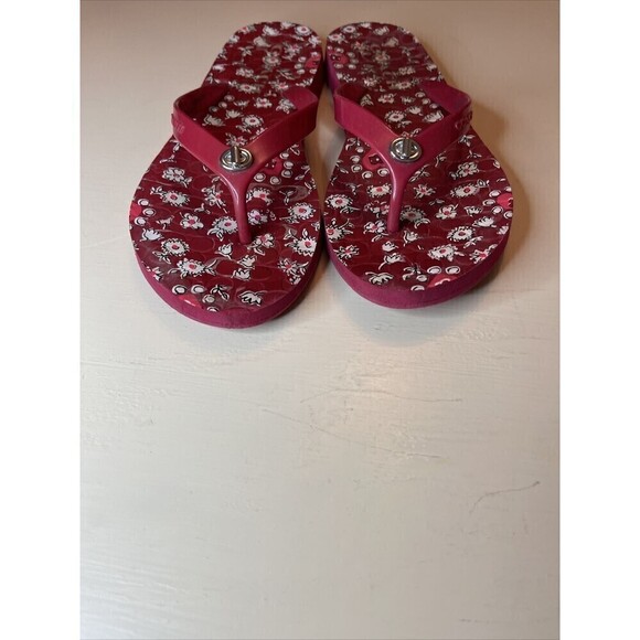 Coach Abigail Red Floral Flip Flops 7-8 - Picture 9 of 15